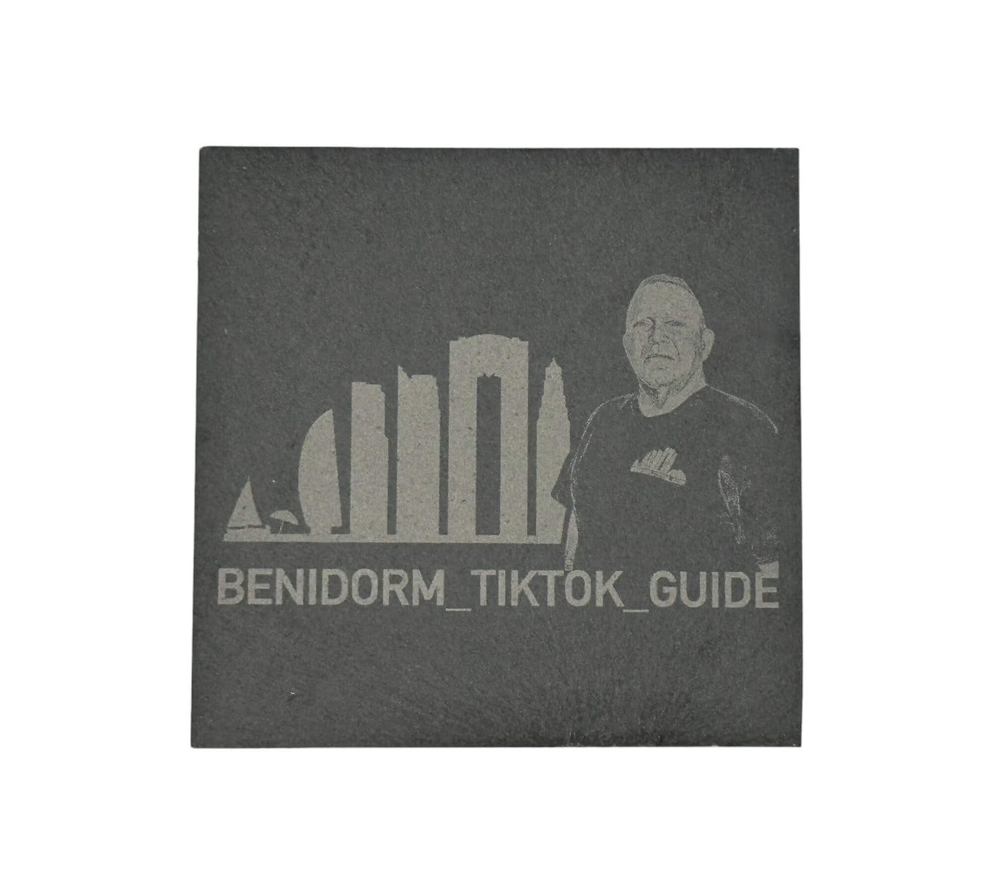 Benidorm Tik Tik Guide Square Smooth Edged Slate Coaster