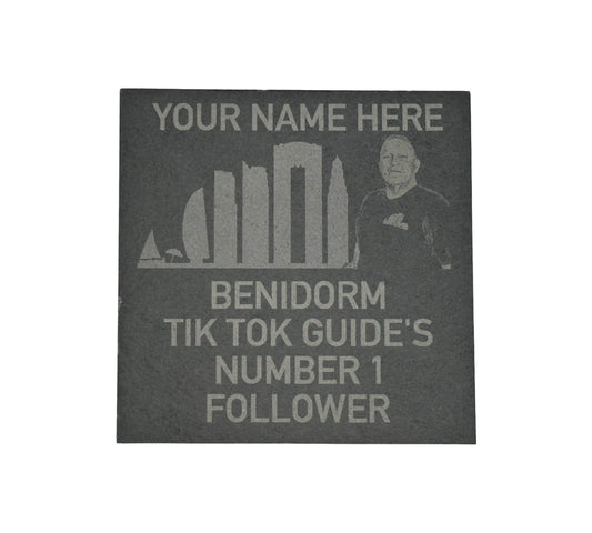 Benidorm Tik Tik Guide Slate Square "Nigel's No 1 Follower" Personalised Coaster